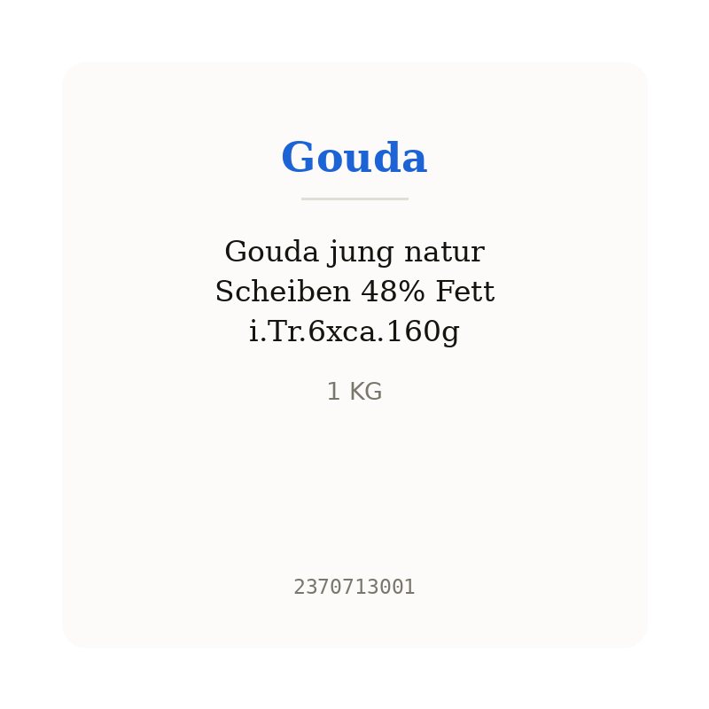Gouda jung natur Scheiben 48% Fett i.Tr.6xca.160g