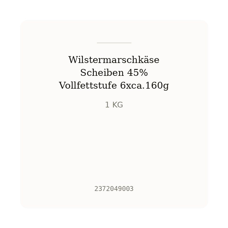 Wilstermarschkäse Scheiben 45% Vollfettstufe 6xca.160g
