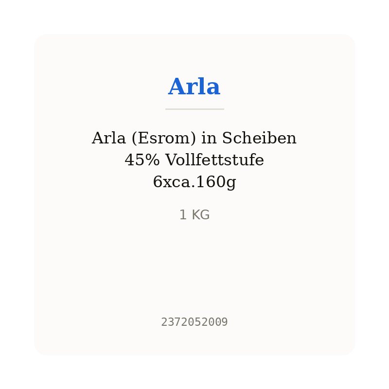Arla (Esrom) in Scheiben 45% Vollfettstufe 6xca.160g