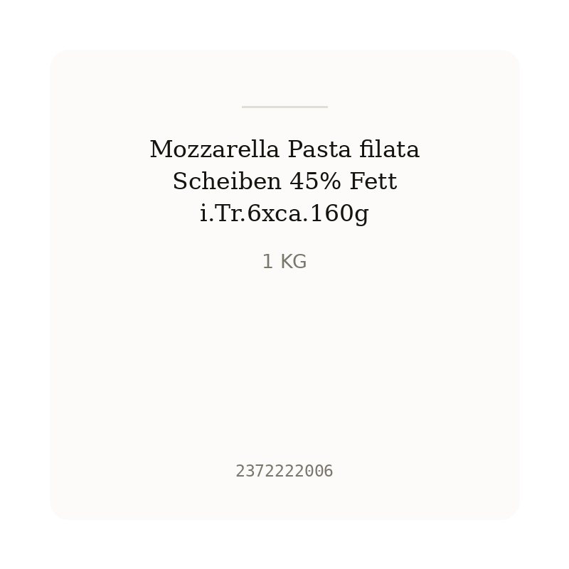 Mozzarella Pasta filata Scheiben 45% Fett i.Tr.6xca.160g
