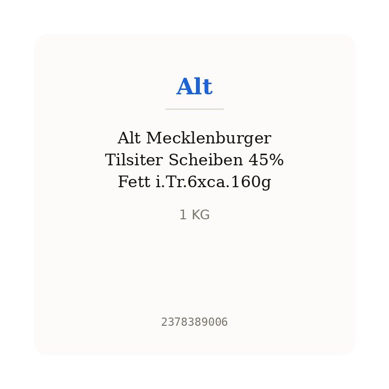 Alt Mecklenburger Tilsiter Scheiben 45% Fett i.Tr.6xca.160g