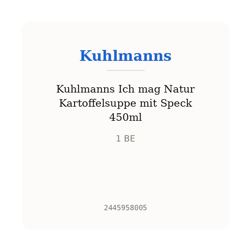 Kuhlmanns Ich mag Natur Kartoffelsuppe mit Speck 450ml
