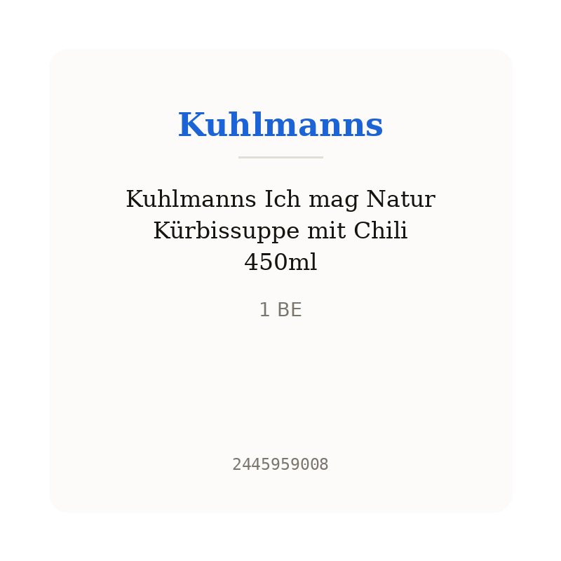 Kuhlmanns Ich mag Natur Kürbissuppe mit Chili 450ml