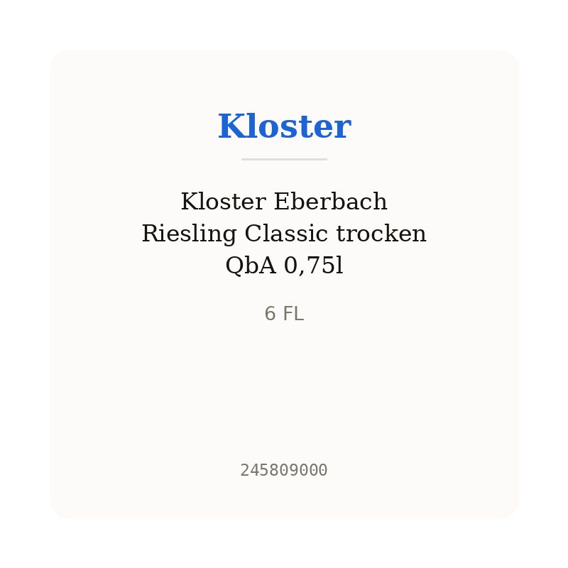 Kloster Eberbach Riesling Classic trocken QbA 0,75l