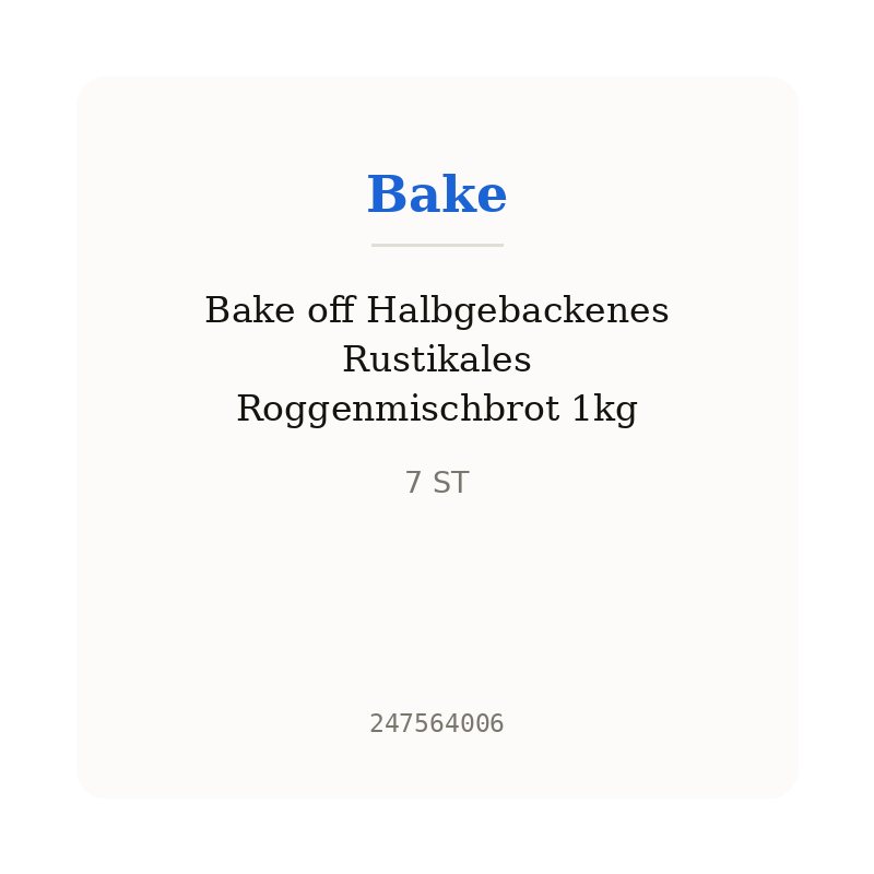 Bake off Halbgebackenes Rustikales Roggenmischbrot 1kg