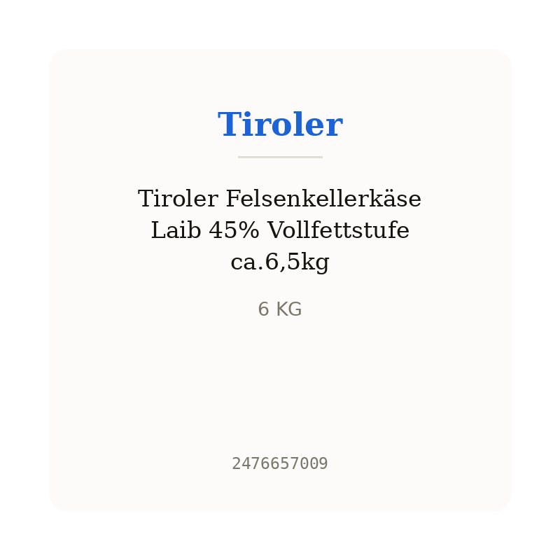 Tiroler Felsenkellerkäse Laib 45% Vollfettstufe ca.6,5kg