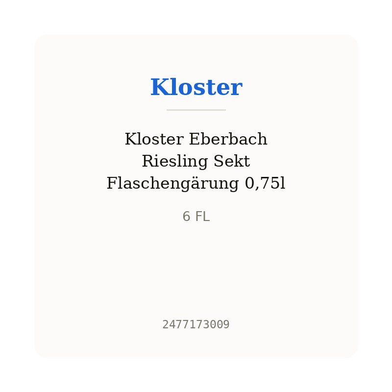 Kloster Eberbach Riesling Sekt Flaschengärung 0,75l