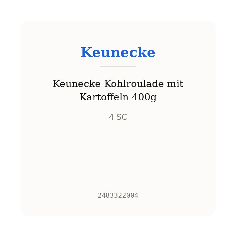 Keunecke Kohlroulade mit Kartoffeln 400g