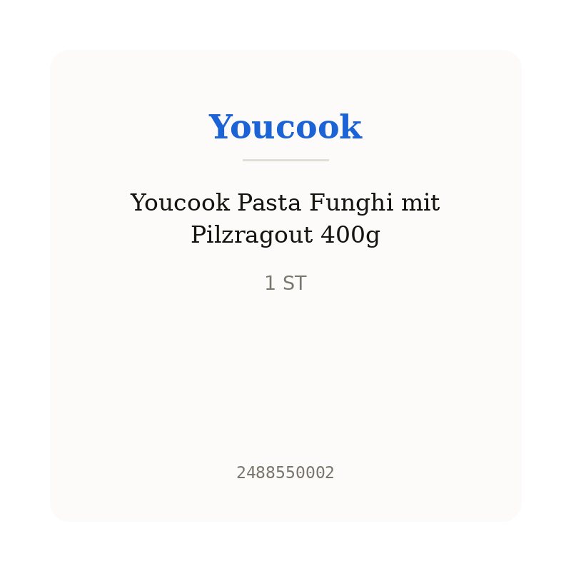 Youcook Pasta Funghi mit Pilzragout 400g