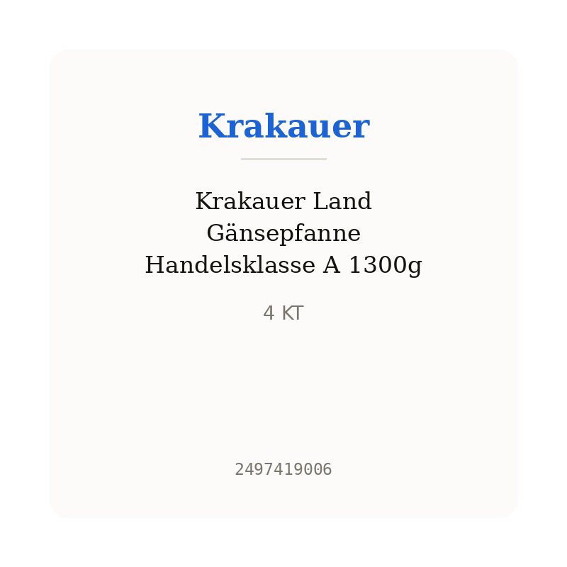 Krakauer Land Gänsepfanne Handelsklasse A 1300g