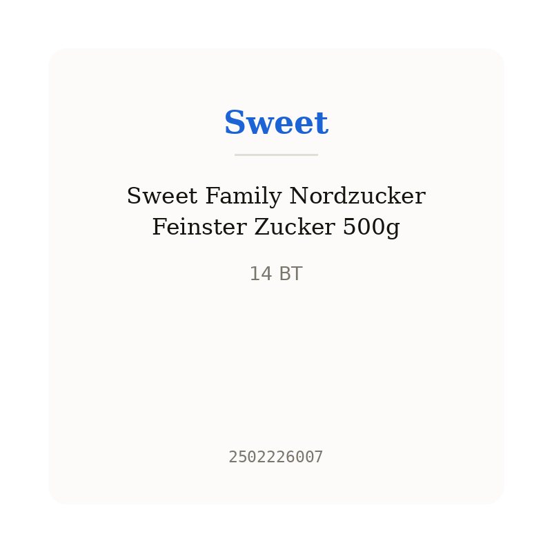 Sweet Family Nordzucker Feinster Zucker 500g