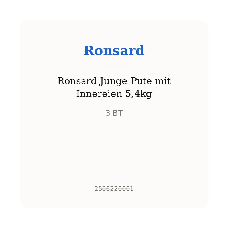 Ronsard Junge Pute mit Innereien 5,4kg
