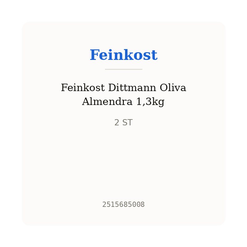 Feinkost Dittmann Oliva Almendra 1,3kg