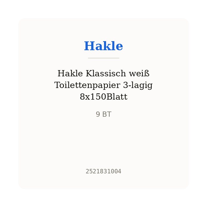 Hakle Klassisch weiß Toilettenpapier 3-lagig 8x150Blatt