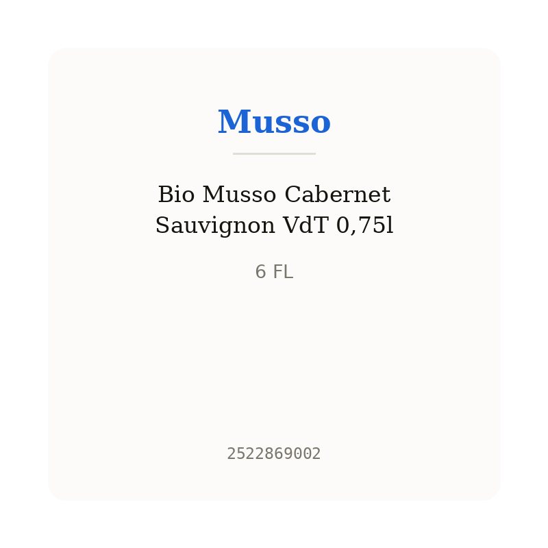 Bio Musso Cabernet Sauvignon VdT 0,75l