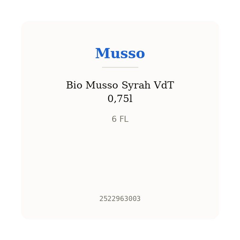 Bio Musso Syrah VdT 0,75l