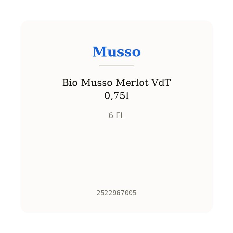Bio Musso Merlot VdT 0,75l