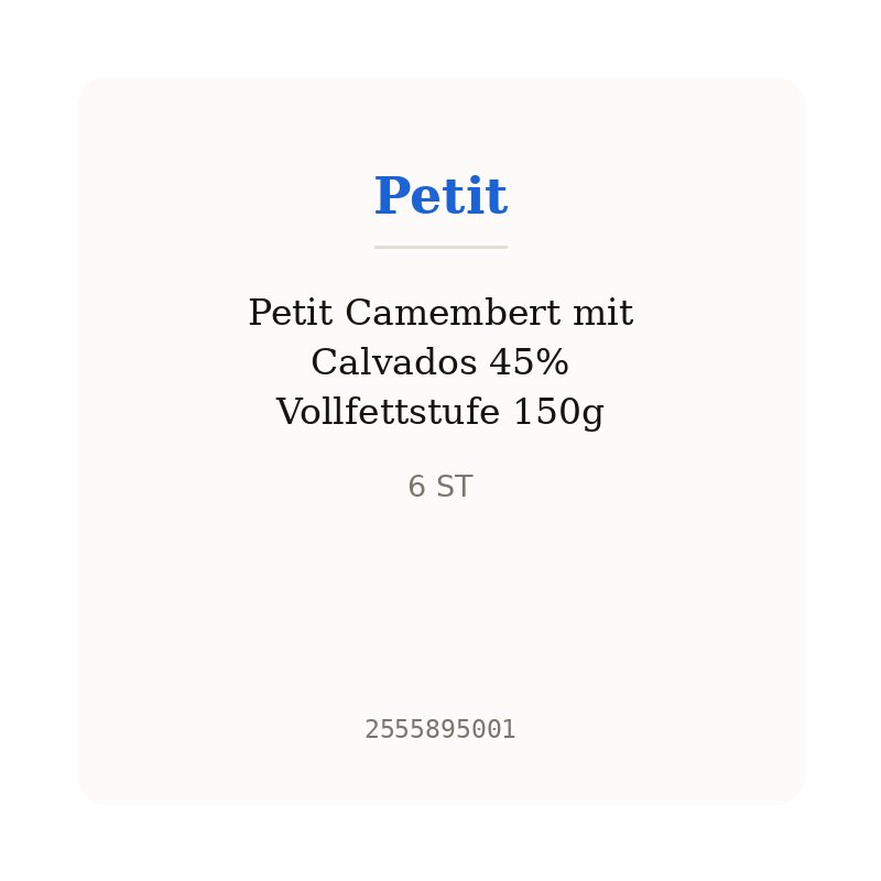 Petit Camembert mit Calvados 45% Vollfettstufe 150g
