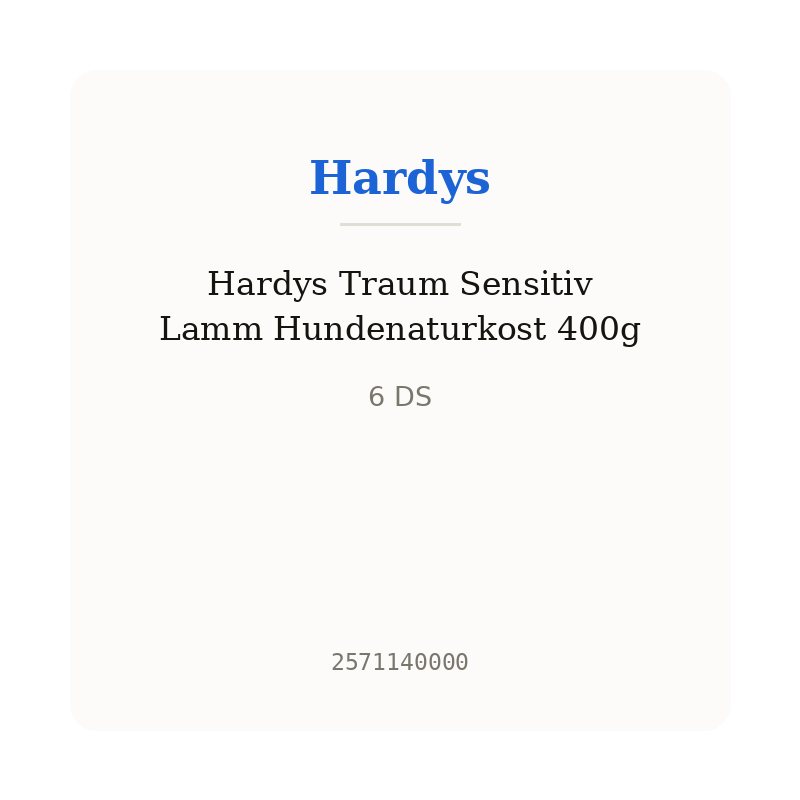 Hardys Traum Sensitiv Lamm Hundenaturkost 400g