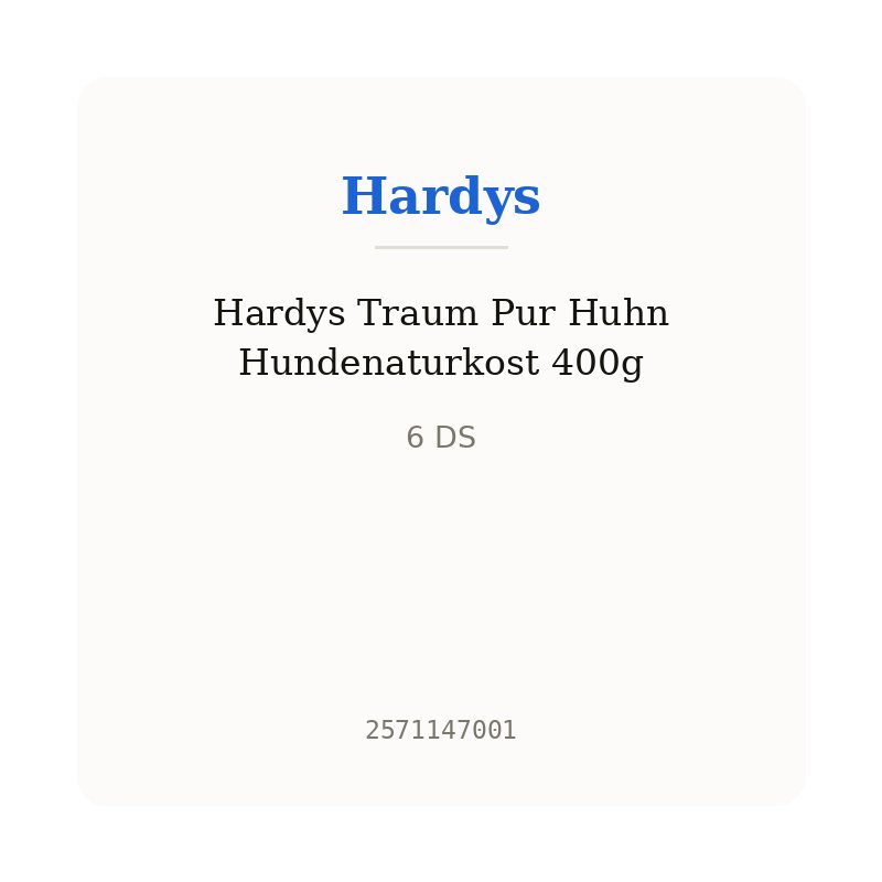 Hardys Traum Pur Huhn Hundenaturkost 400g