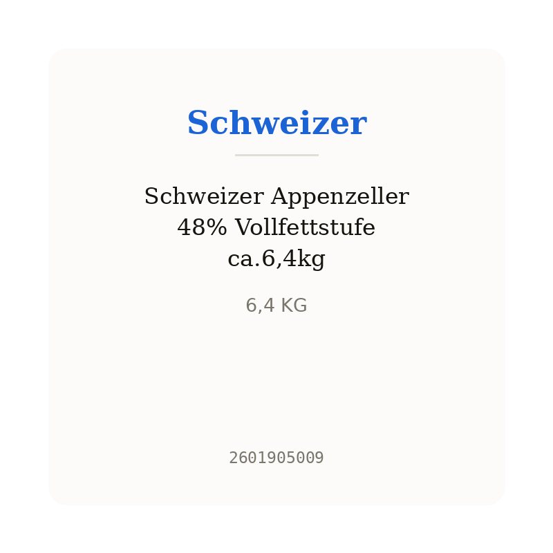 Schweizer Appenzeller 48% Vollfettstufe ca.6,4kg