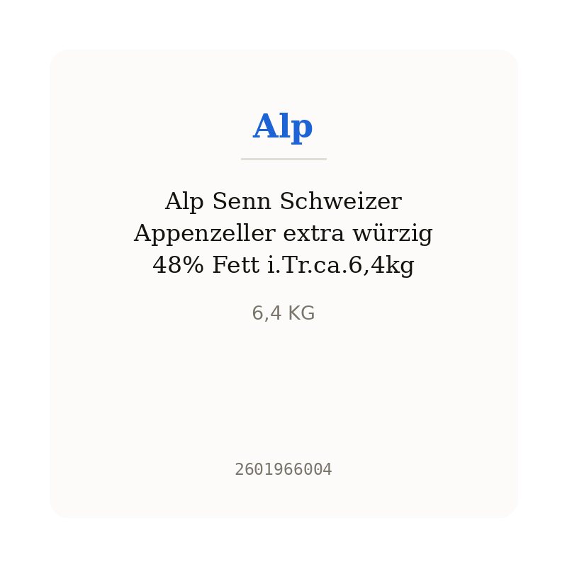 Alp Senn Schweizer Appenzeller extra würzig 48% Fett i.Tr.ca.6,4kg