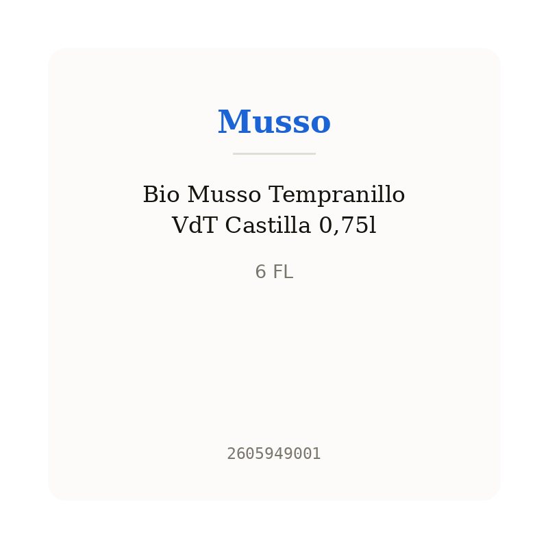 Bio Musso Tempranillo VdT Castilla 0,75l