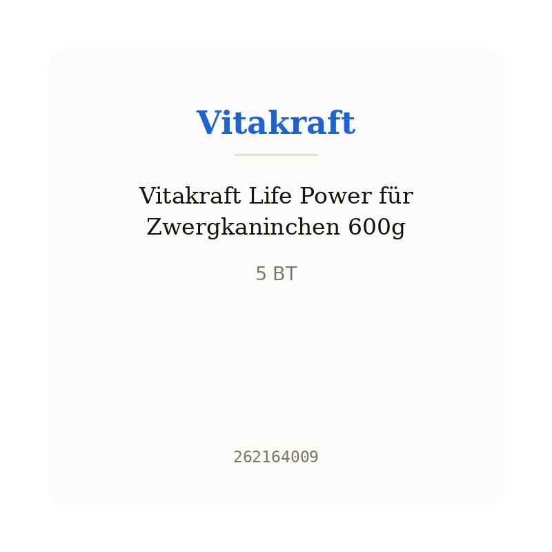 Vitakraft Life Power für Zwergkaninchen 600g
