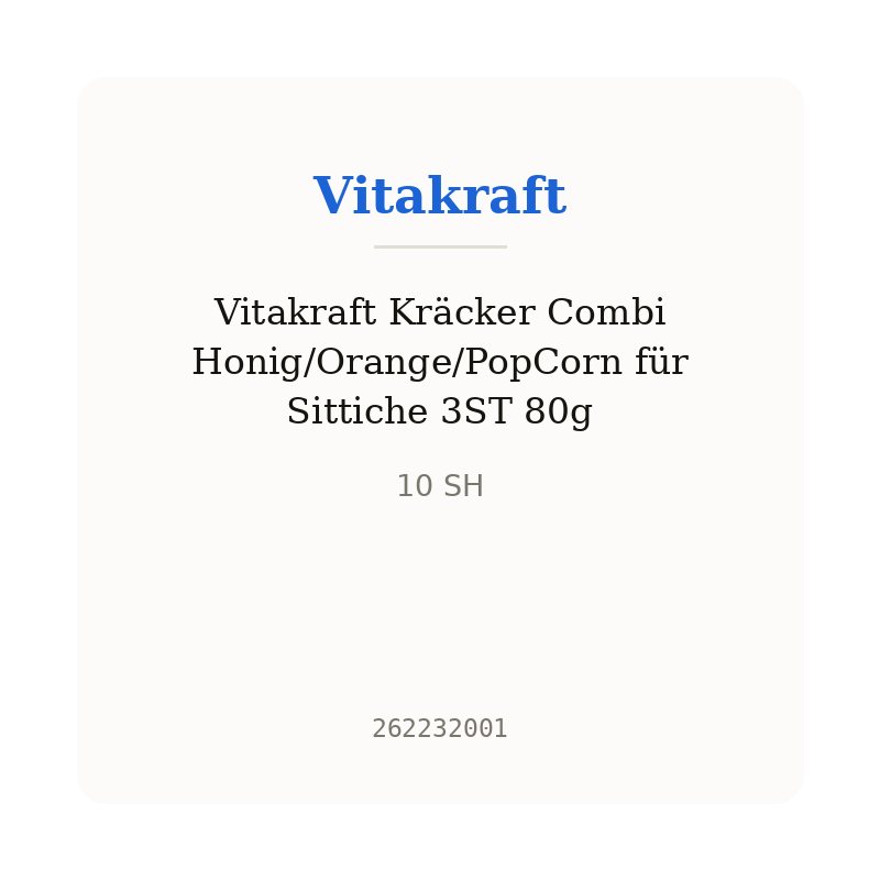 Vitakraft Kräcker Combi Honig/Orange/PopCorn für Sittiche 3ST 80g