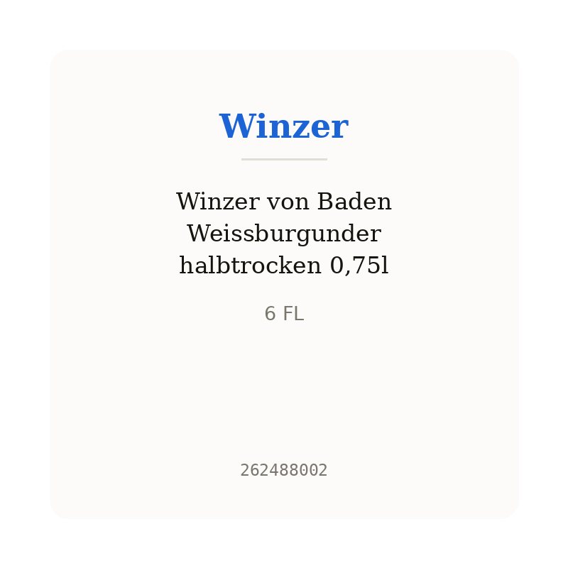 Winzer von Baden Weissburgunder halbtrocken 0,75l