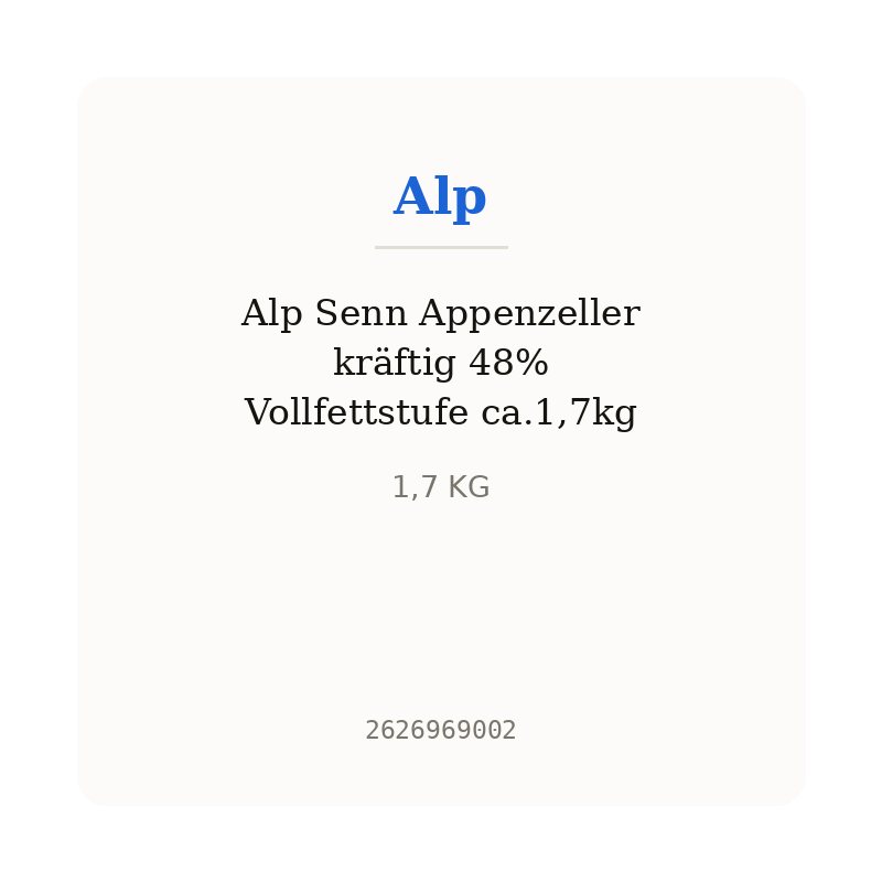 Alp Senn Appenzeller kräftig 48% Vollfettstufe ca.1,7kg