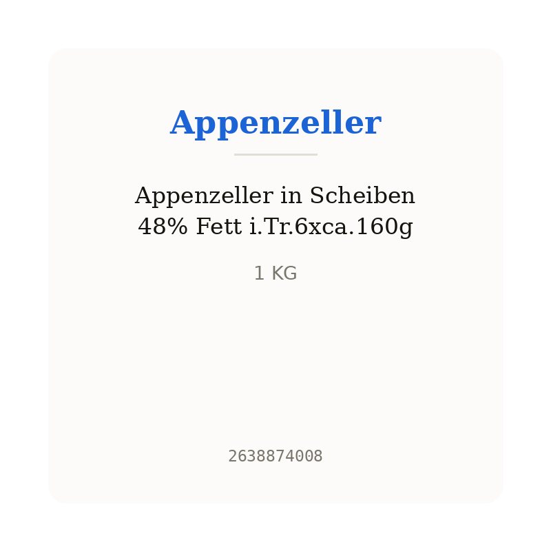 Appenzeller in Scheiben 48% Fett i.Tr.6xca.160g