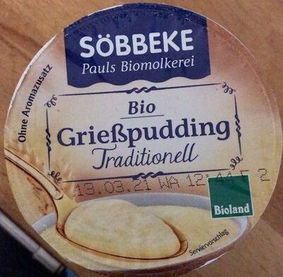Bio Söbbeke Grießpudding traditionell 400g