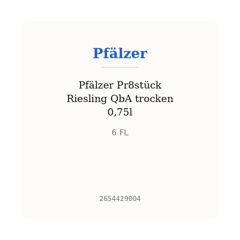 Pfälzer Pr8stück Riesling QbA trocken 0,75l