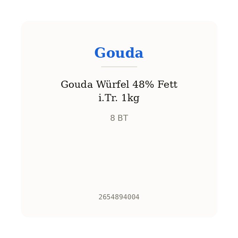 Gouda Würfel 48% Fett i.Tr. 1kg