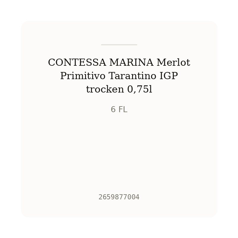 CONTESSA MARINA Merlot Primitivo Tarantino IGP trocken 0,75l