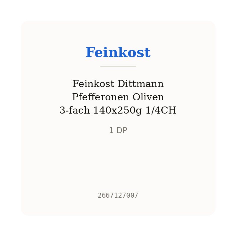 Feinkost Dittmann Pfefferonen Oliven 3-fach 140x250g 1/4CH