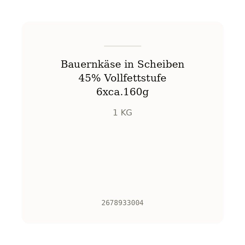 Bauernkäse in Scheiben 45% Vollfettstufe 6xca.160g