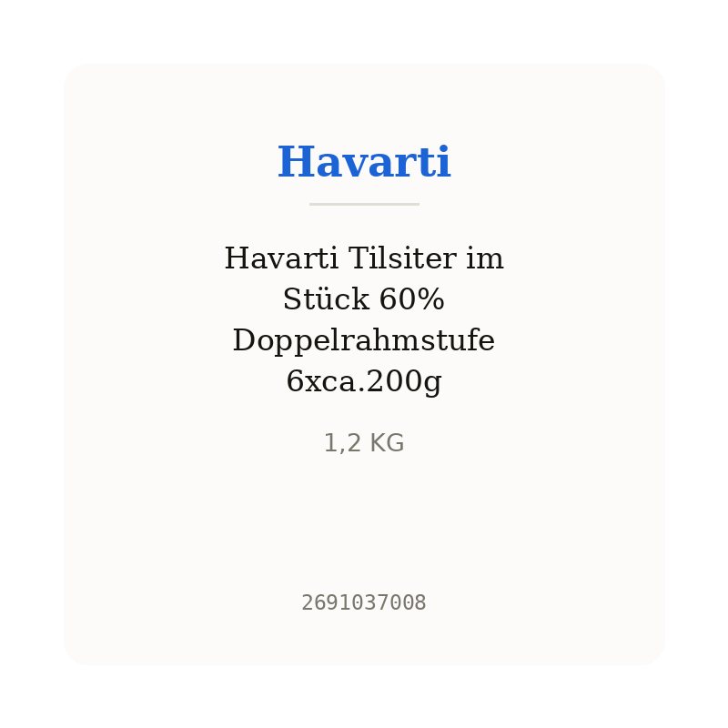 Havarti Tilsiter im Stück 60% Doppelrahmstufe 6xca.200g