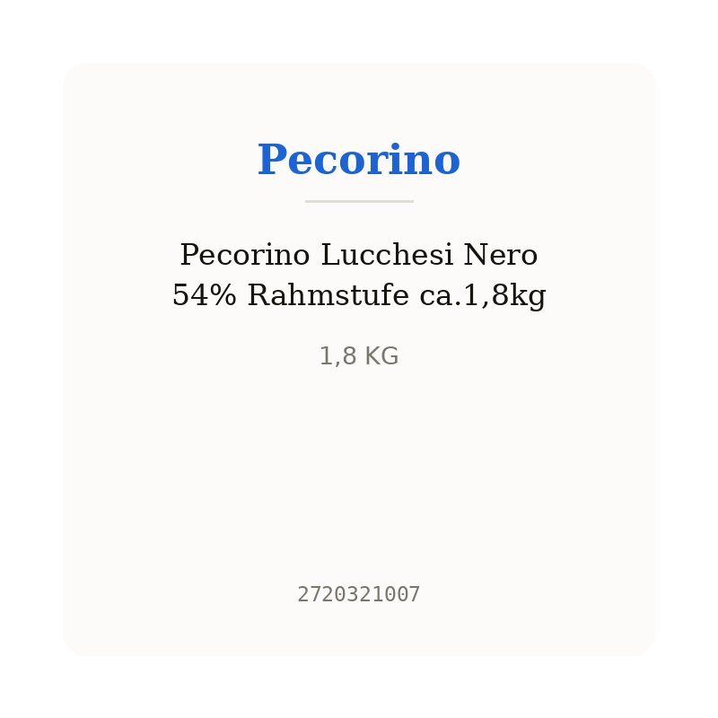 Pecorino Lucchesi Nero 54% Rahmstufe ca.1,8kg