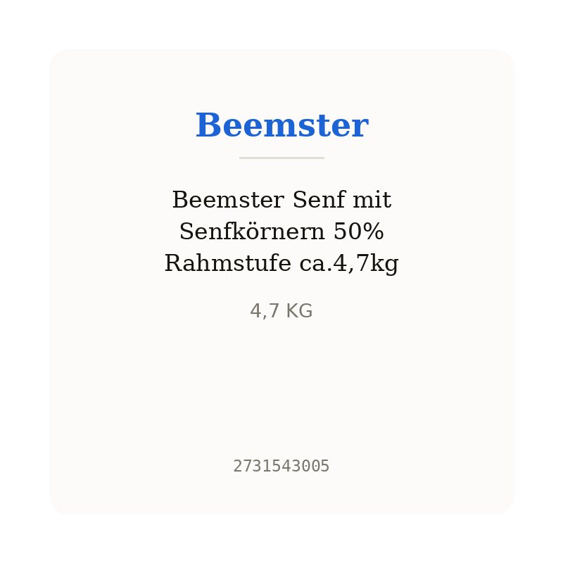 Beemster Senf mit Senfkörnern 50% Rahmstufe ca.4,7kg