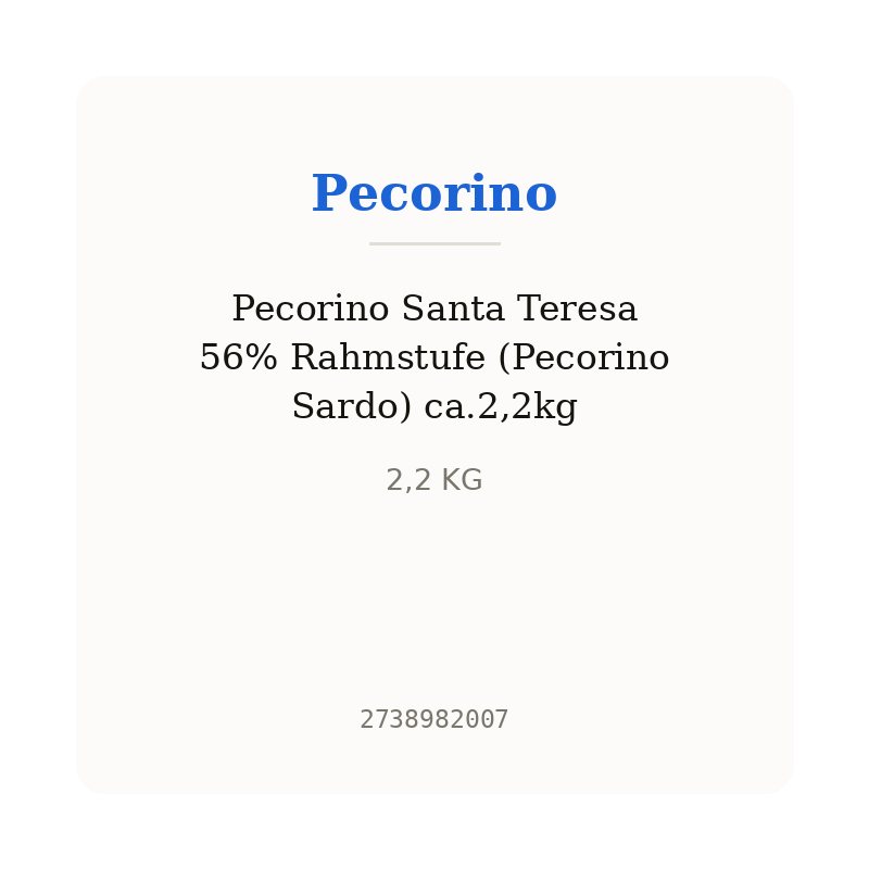 Pecorino Santa Teresa 56% Rahmstufe (Pecorino Sardo) ca.2,2kg