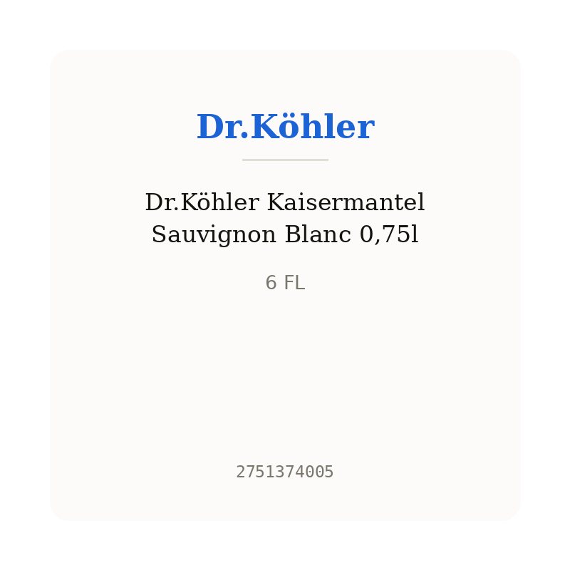 Dr.Köhler Kaisermantel Sauvignon Blanc 0,75l