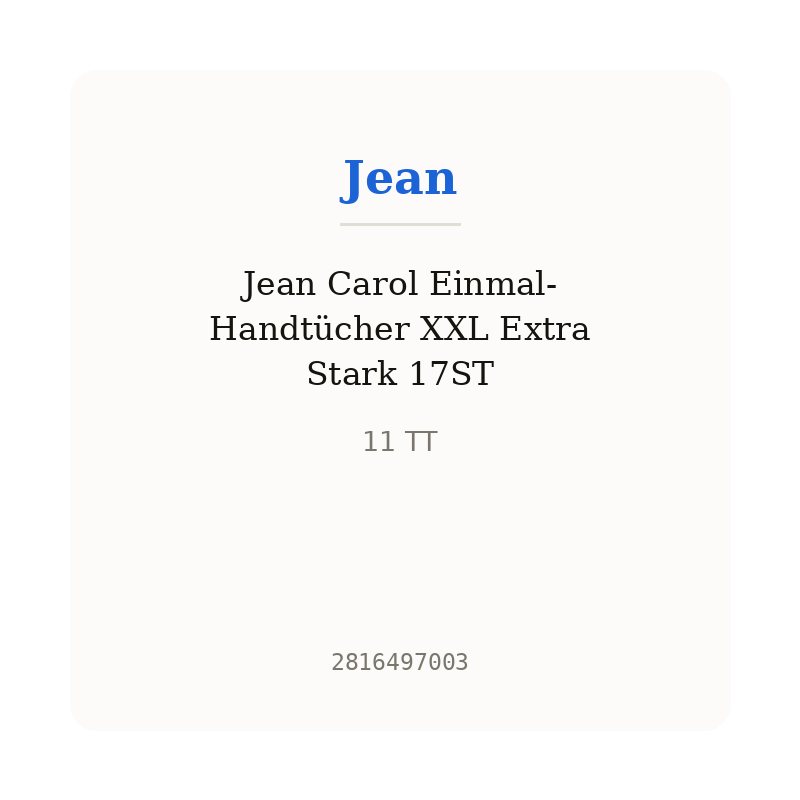 Jean Carol Einmal-Handtücher XXL Extra Stark 17ST
