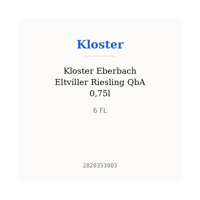 Kloster Eberbach Eltviller Riesling QbA 0,75l