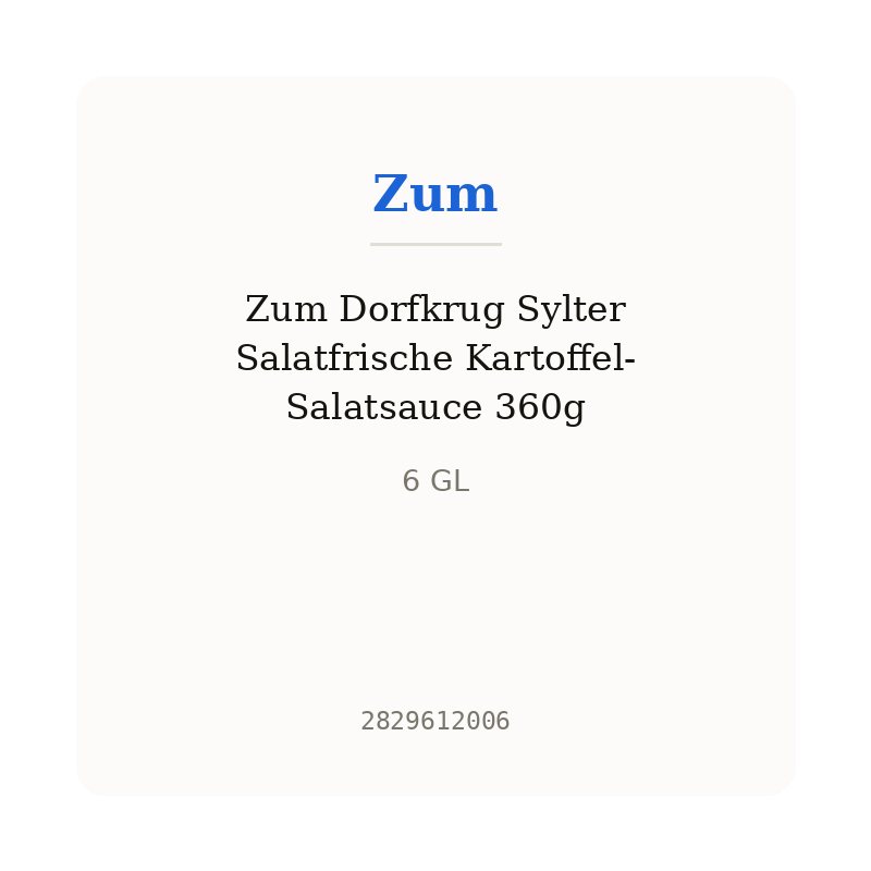 Zum Dorfkrug Sylter Salatfrische Kartoffel-Salatsauce 360g