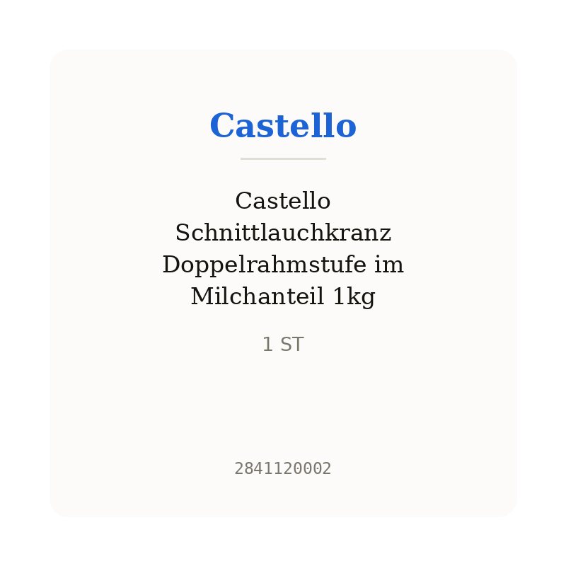 Castello Schnittlauchkranz Doppelrahmstufe im Milchanteil 1kg