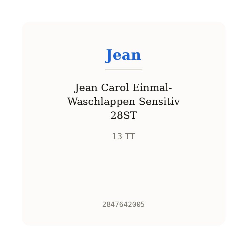 Jean Carol Einmal-Waschlappen Sensitiv 28ST