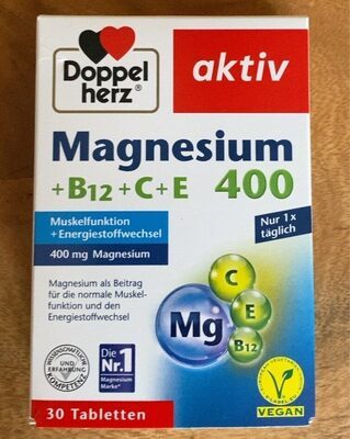 Doppelherz Aktiv Magnesium 400 mit Vitamin B12+C+E 30Tabletten 46,2g