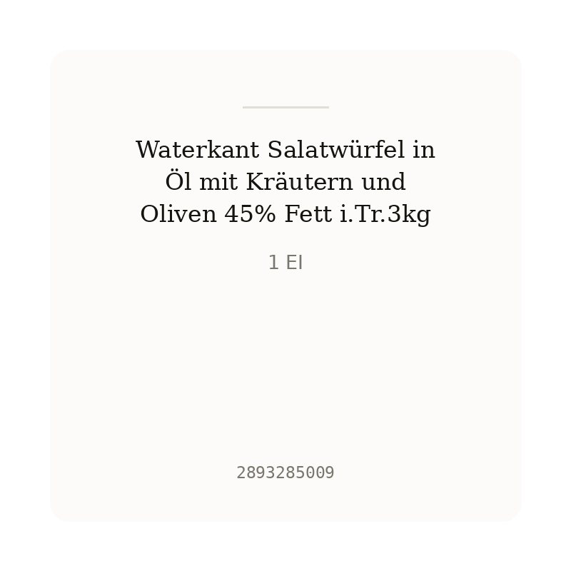 Waterkant Salatwürfel in Öl mit Kräutern und Oliven 45% Fett i.Tr.3kg